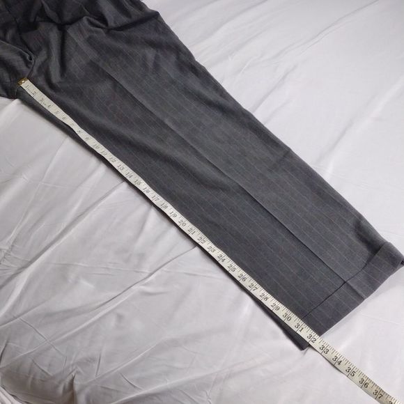 Lauren Ralph Lauren Smoke Gray Wool Total Comfort Pleated Pin Stripe Slacks - Picture 14 of 14
